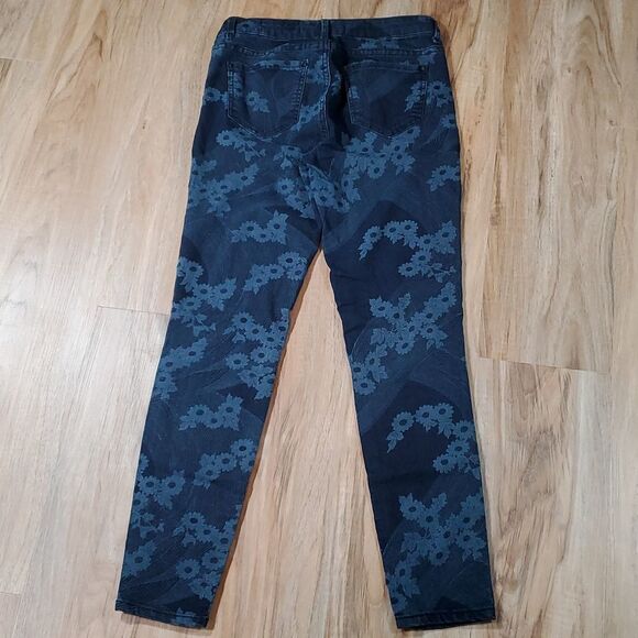🔺️Zara Blue Floral Print Slim Fit Jeans Size 00/23 - Picture 3 of 9